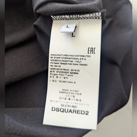 Dsquared2 Men's Black Graphic T-Shirt Made In Italy Size Large Slimù- Like New - Picture 5 of 8